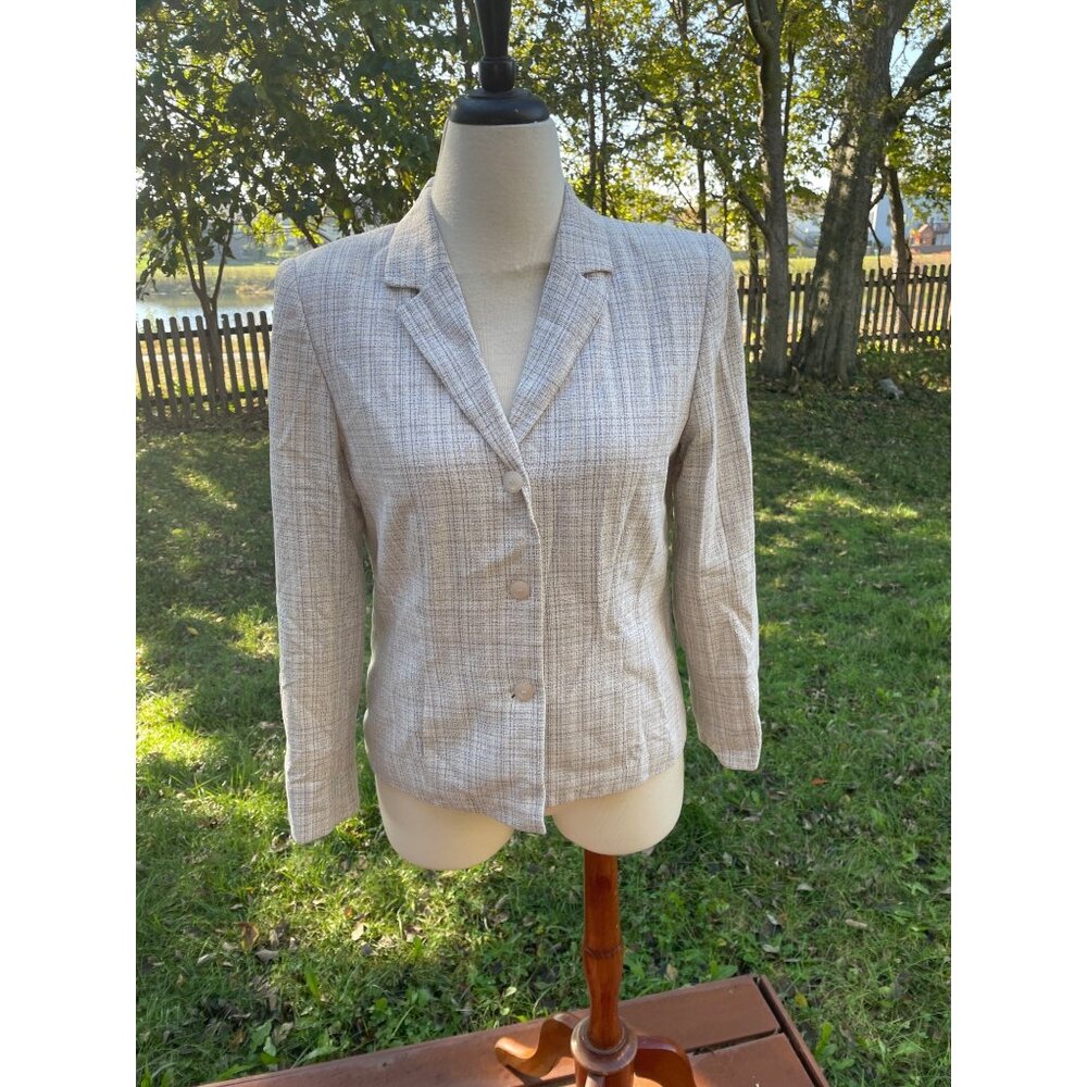 Silk Blend Textured Blazer Vintage Charm  Professional Elegance